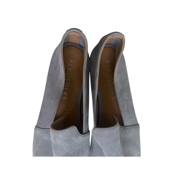 AEROSOLES Slate Blue Gray Leather Comfort Flats Size 6.5 - Picture 3 of 8
